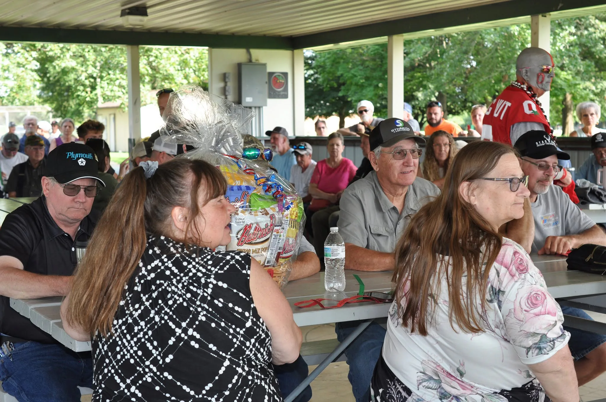 Community members gathered for prize drawings